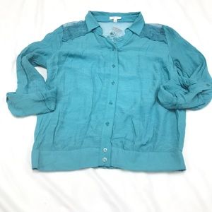 Mine Too | Plus 1X - Teal Blue Top w Lace